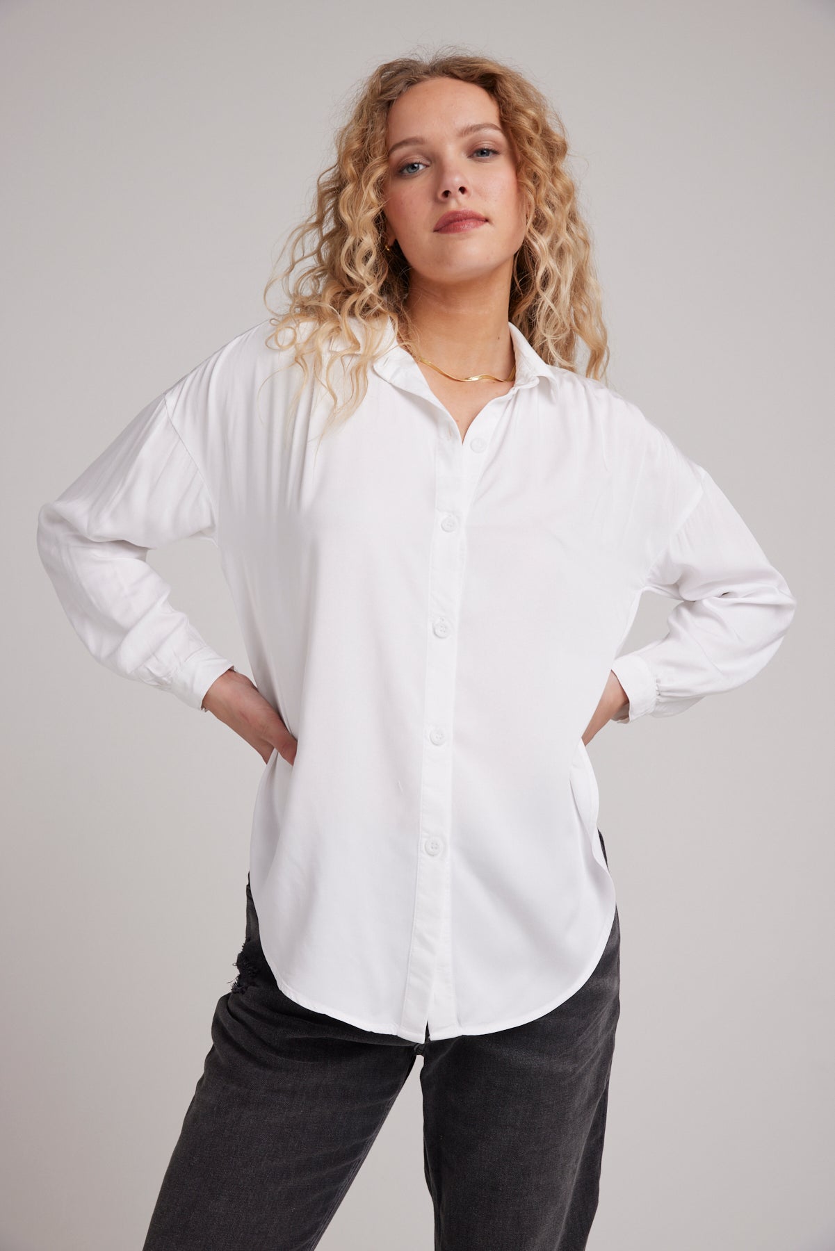 White flowy clearance shirt long sleeve