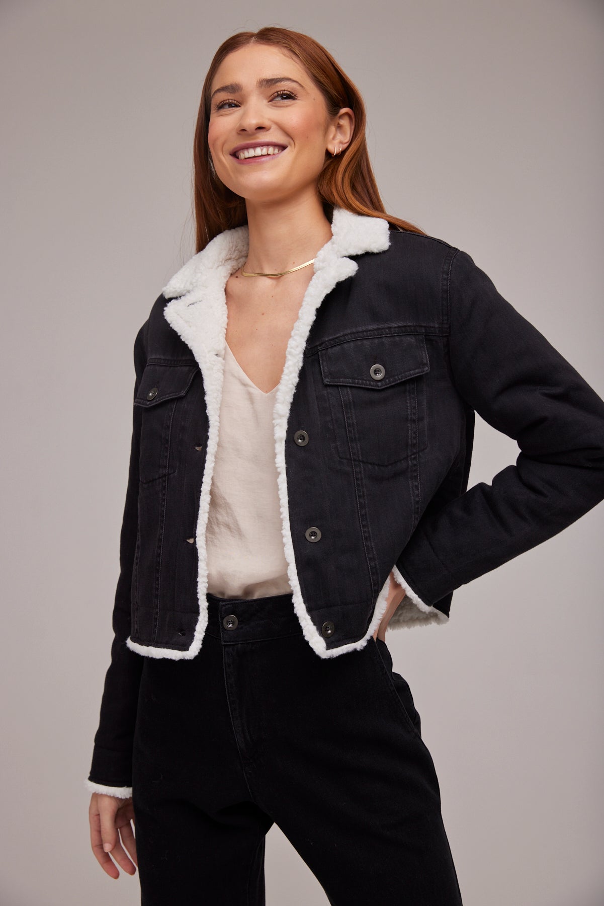 Cropped Sherpa Jean Jacket