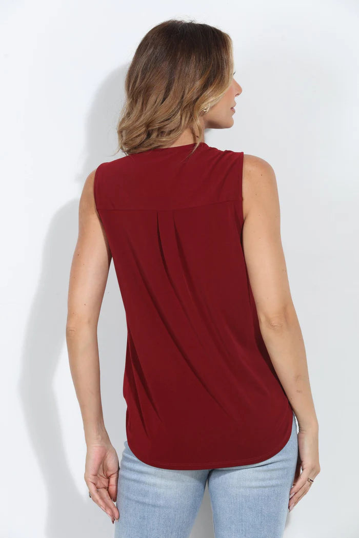 Sleeveless Stretch Surplice Top