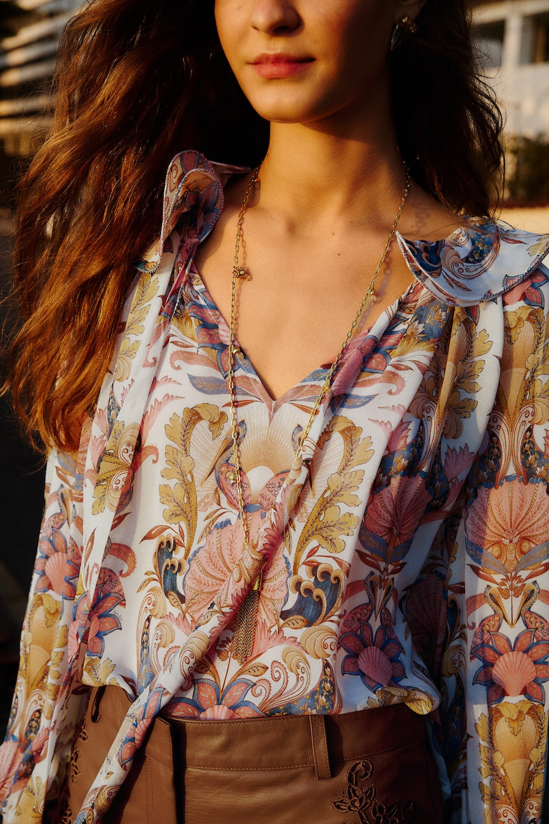 Sea Farden Ruffled Long Sleeve Blouse