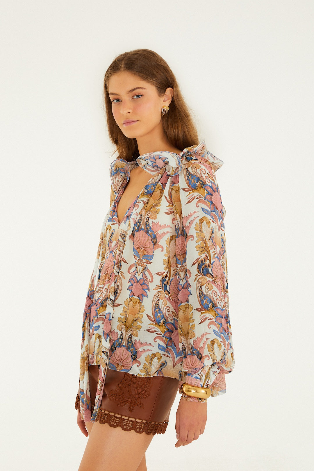 Sea Farden Ruffled Long Sleeve Blouse