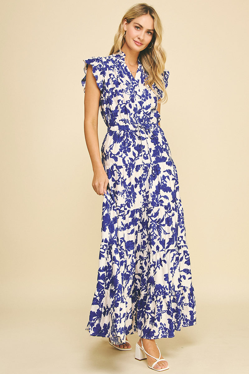 Floral Printed Tiered Maxi