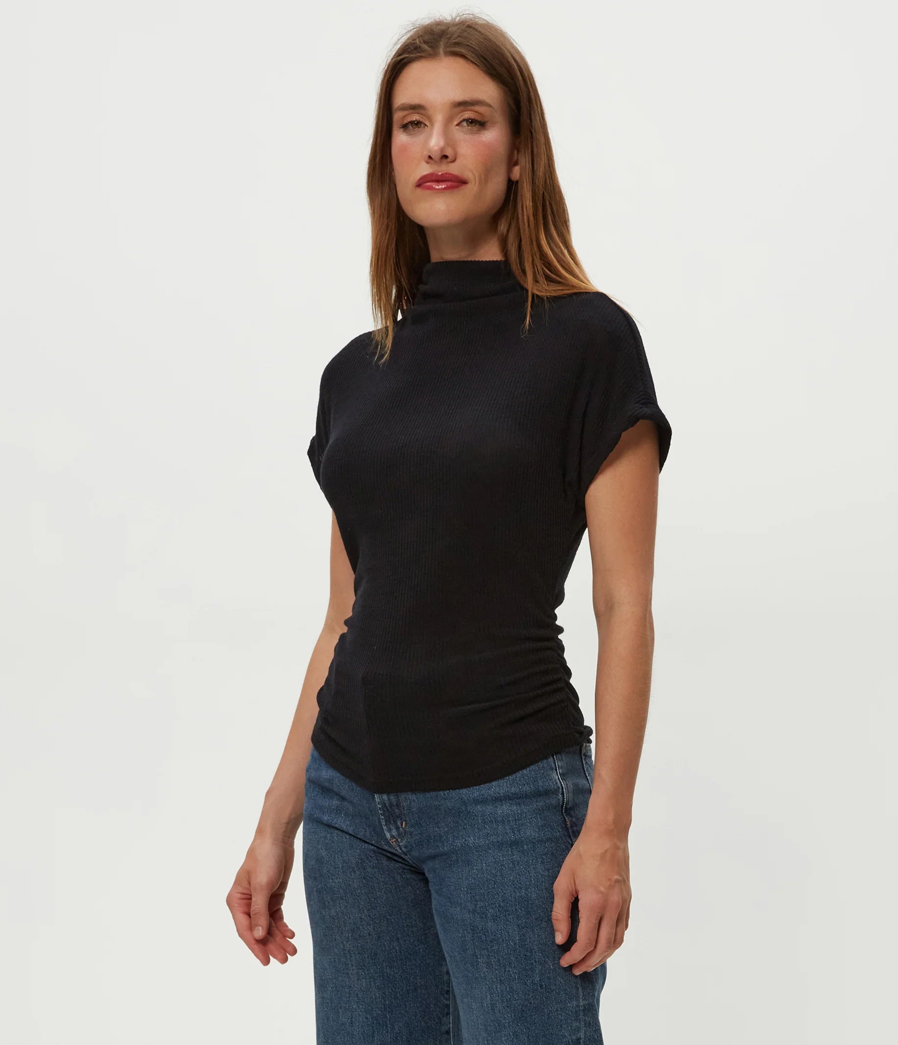 Lara Ribbed Mock Neck Top