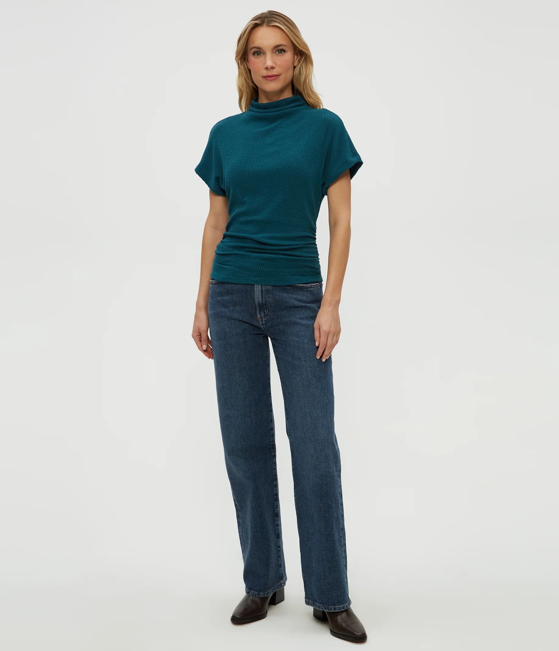 Lara Ribbed Mock Neck