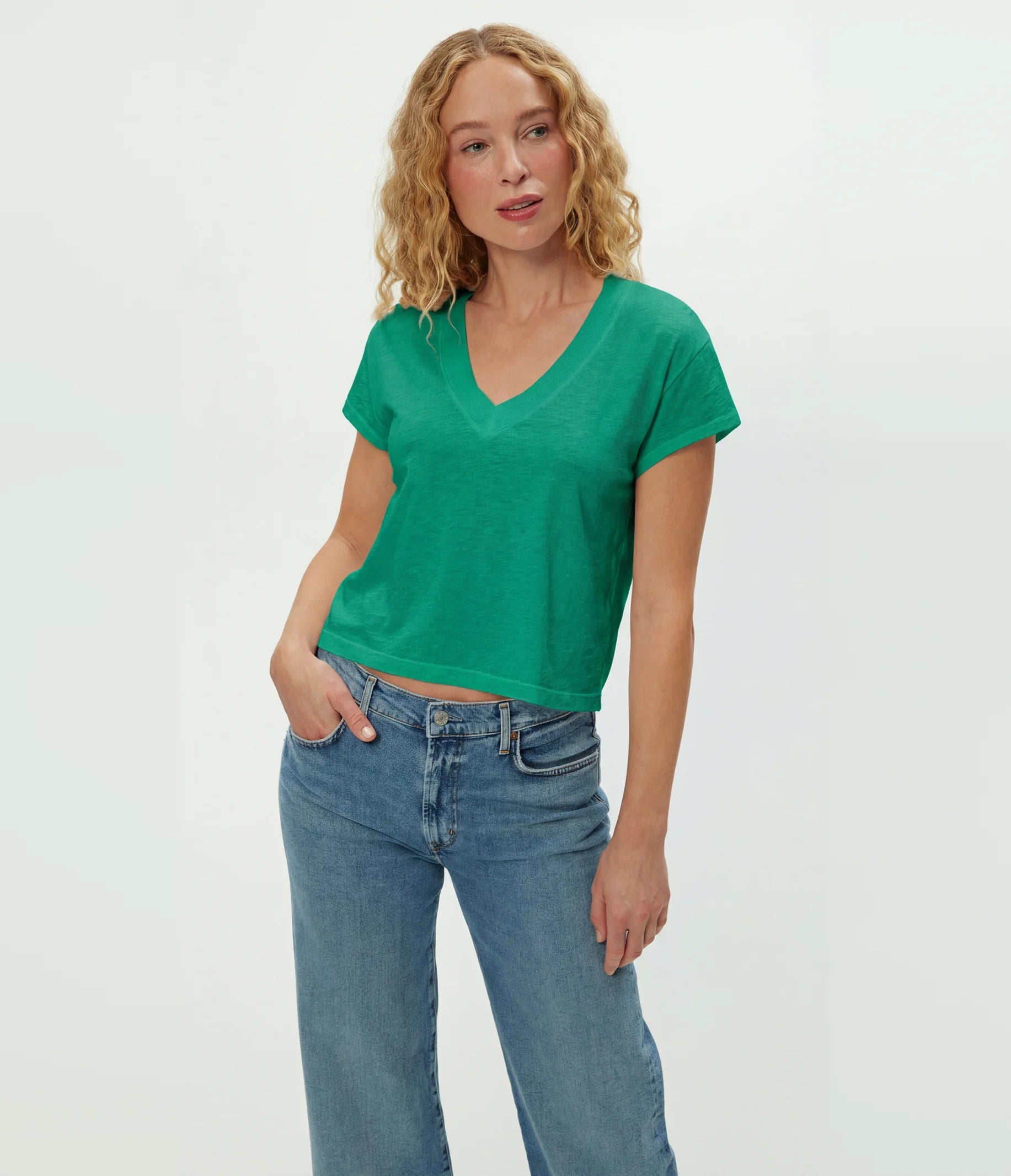 Harlan Cropped V-Neck Tee