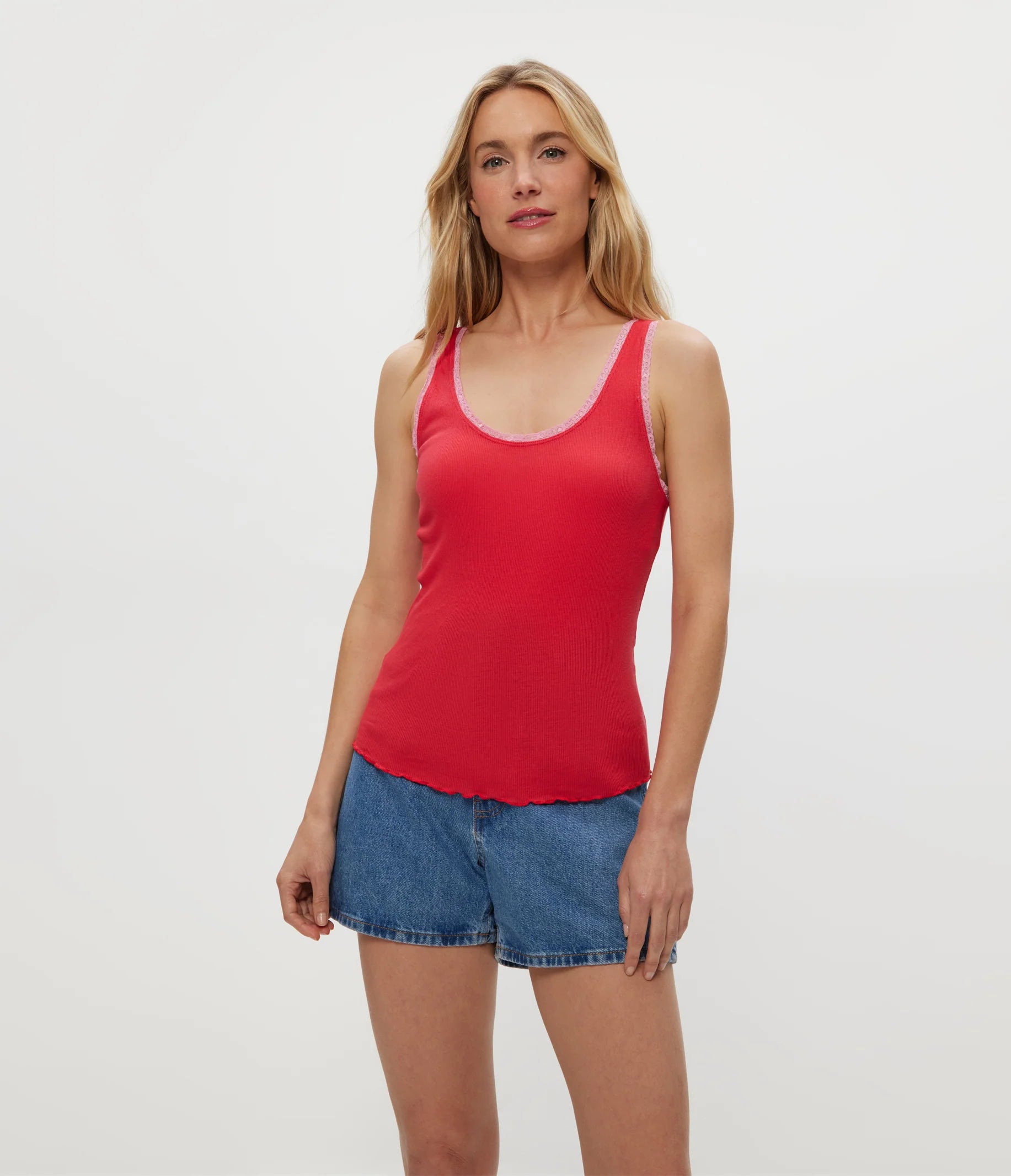 Miley Supima Rib Lace Tank