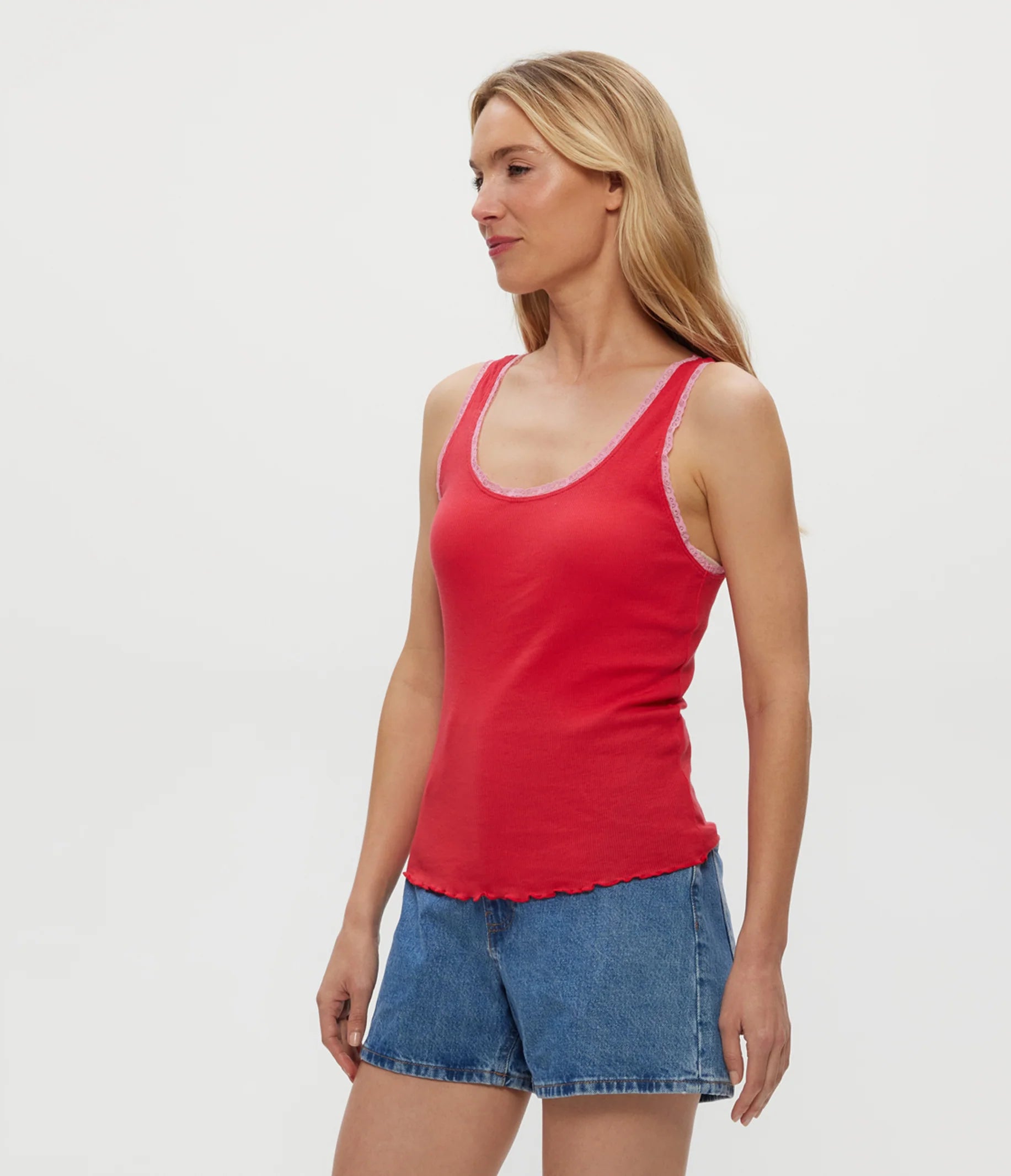 Miley Supima Rib Lace Tank