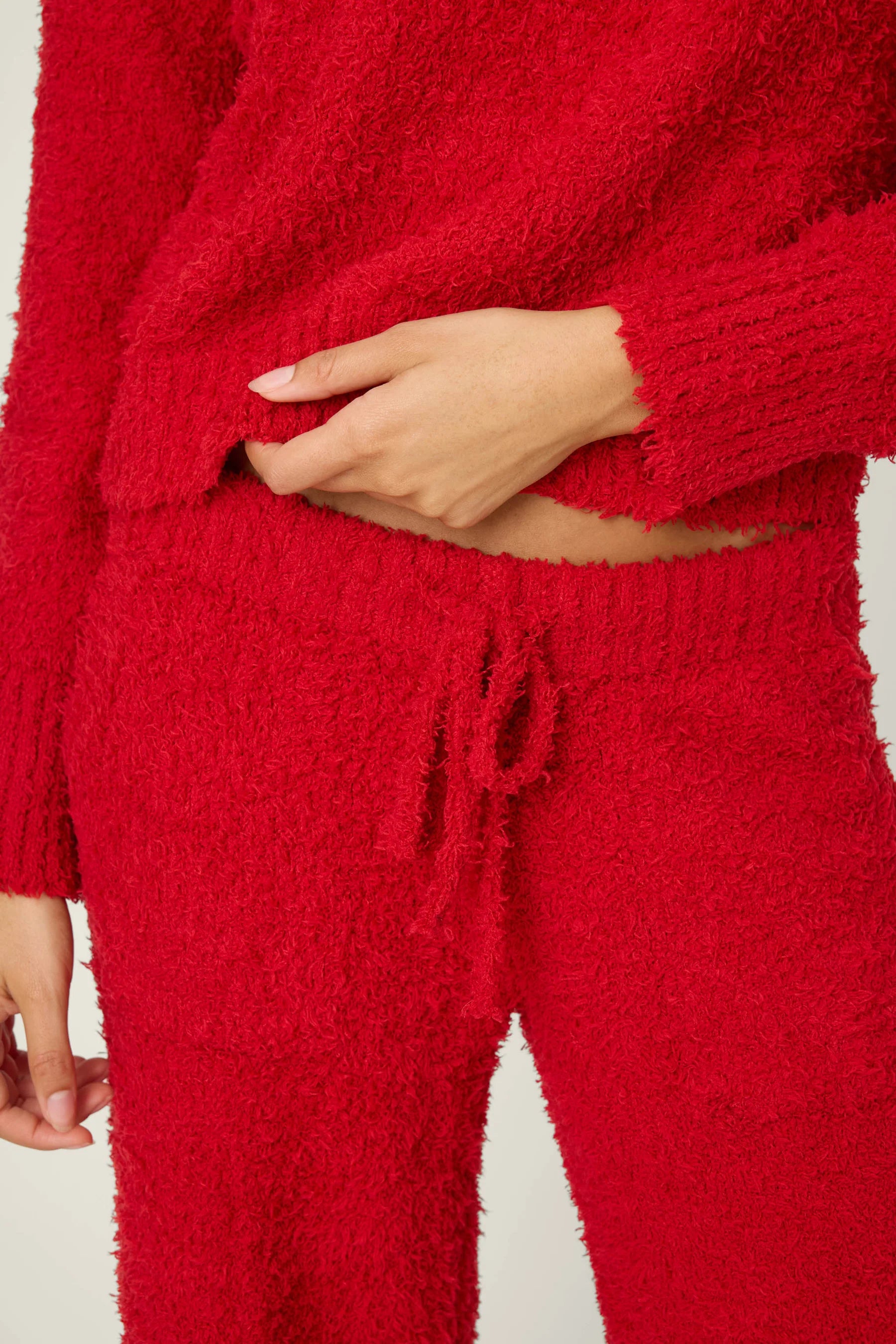 Bundle Up Boucle Red Open Leg Pants