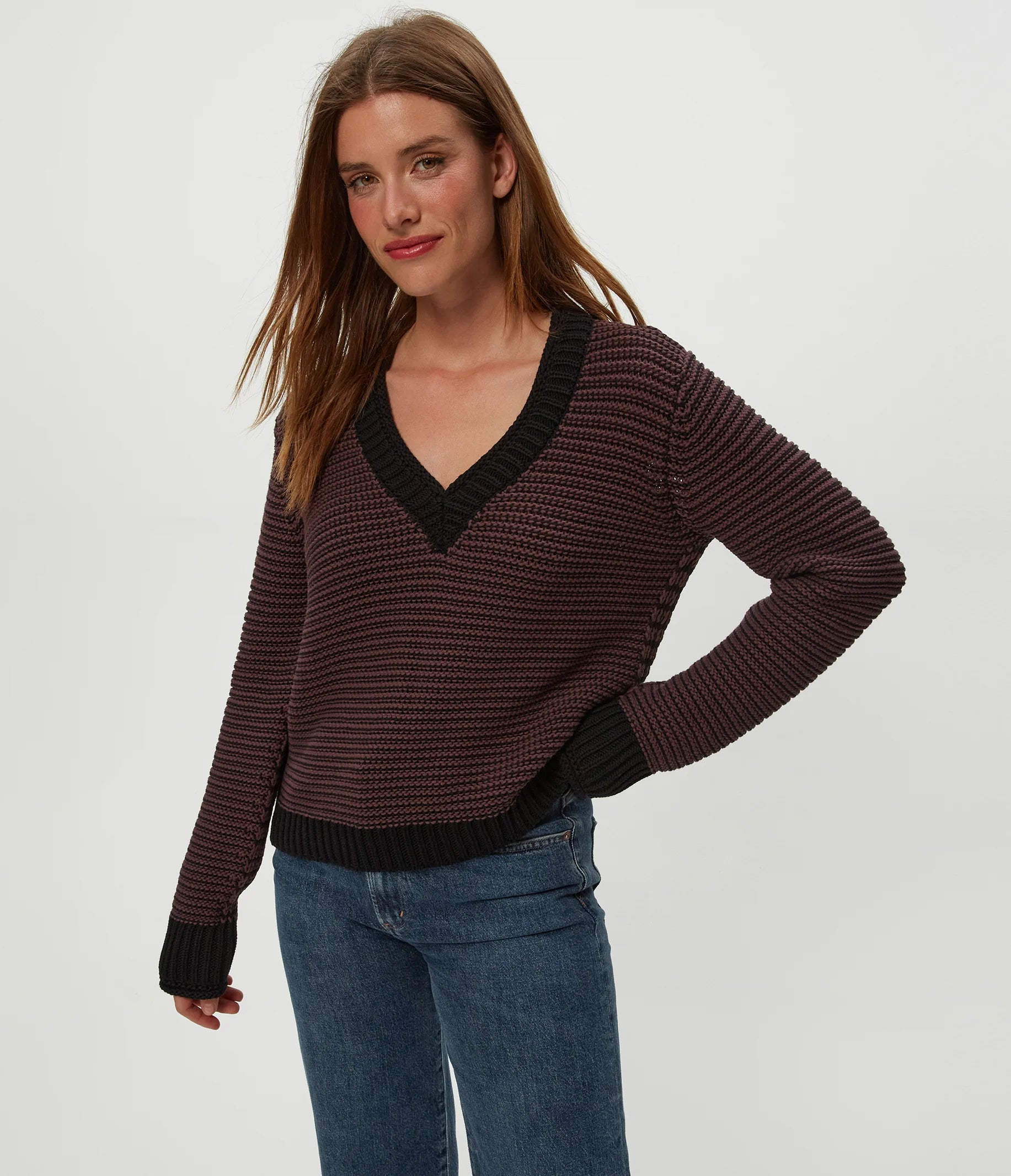 Linda Striped V-Neck Pullover