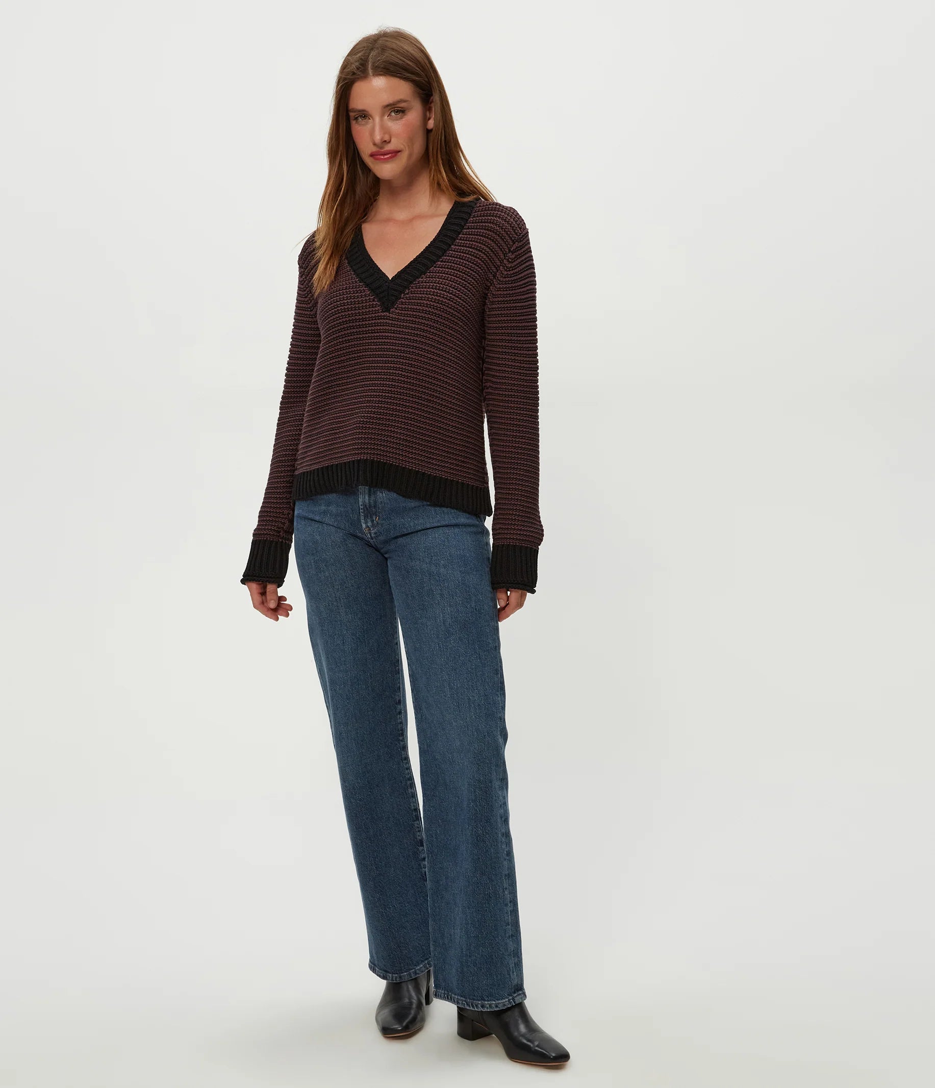 Linda Striped V-Neck Pullover