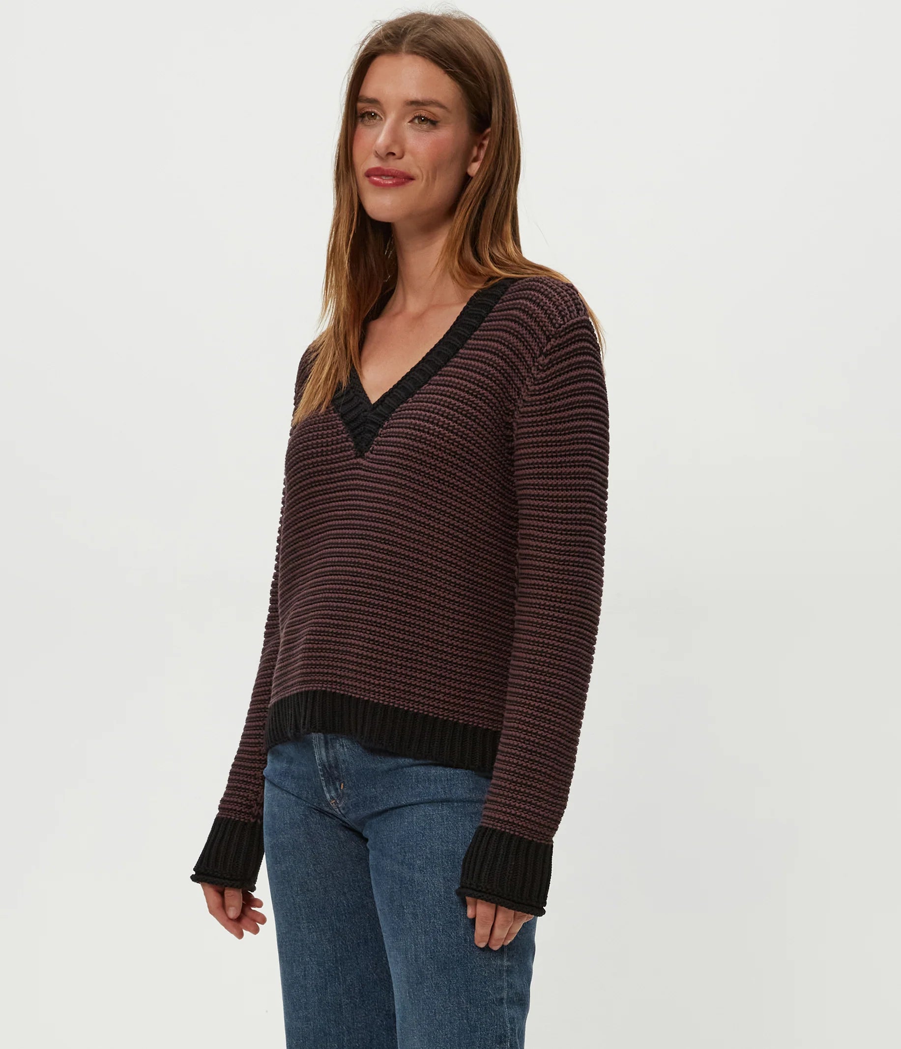 Linda Striped V-Neck Pullover