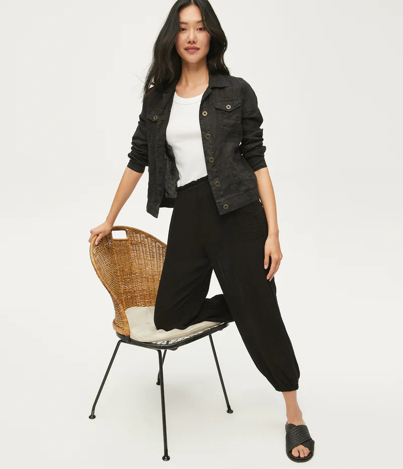 Black linen hot sale jean jacket