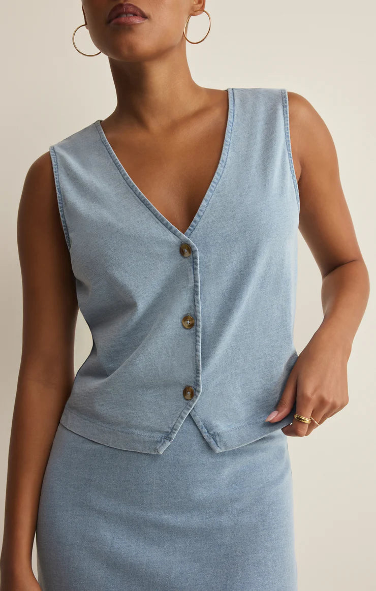 Noelle Jersey Denim Top