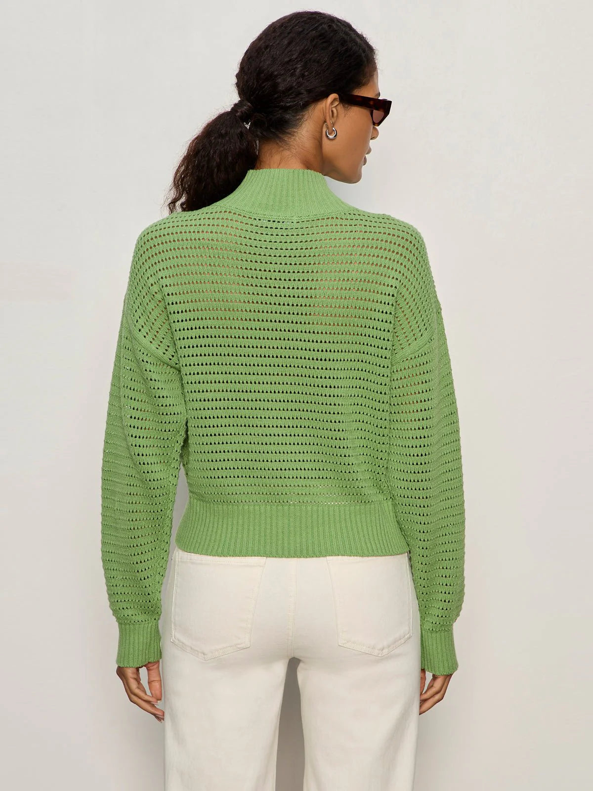 Open Knit Zip Sweater