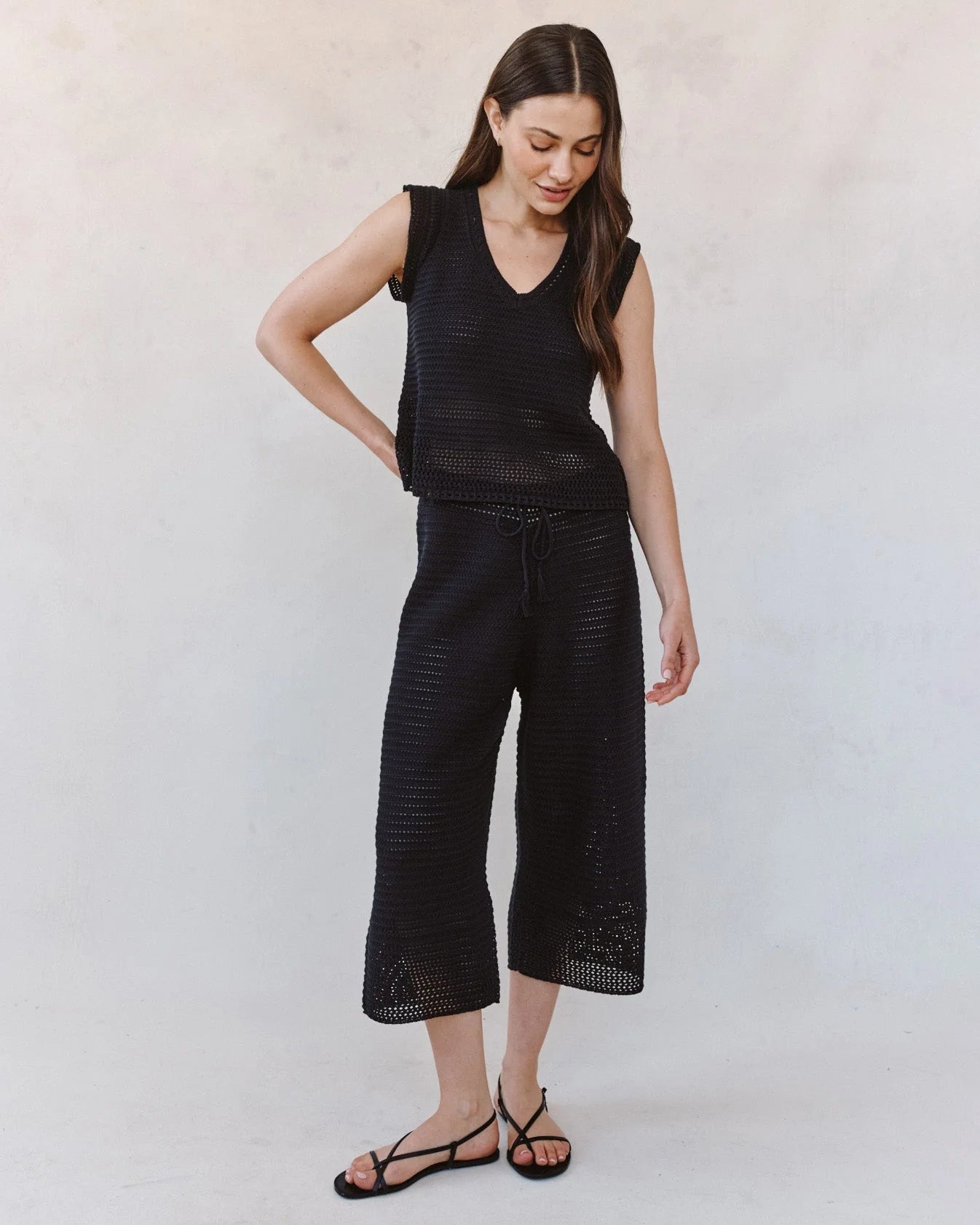 Crop Wide Leg Crochet Pant