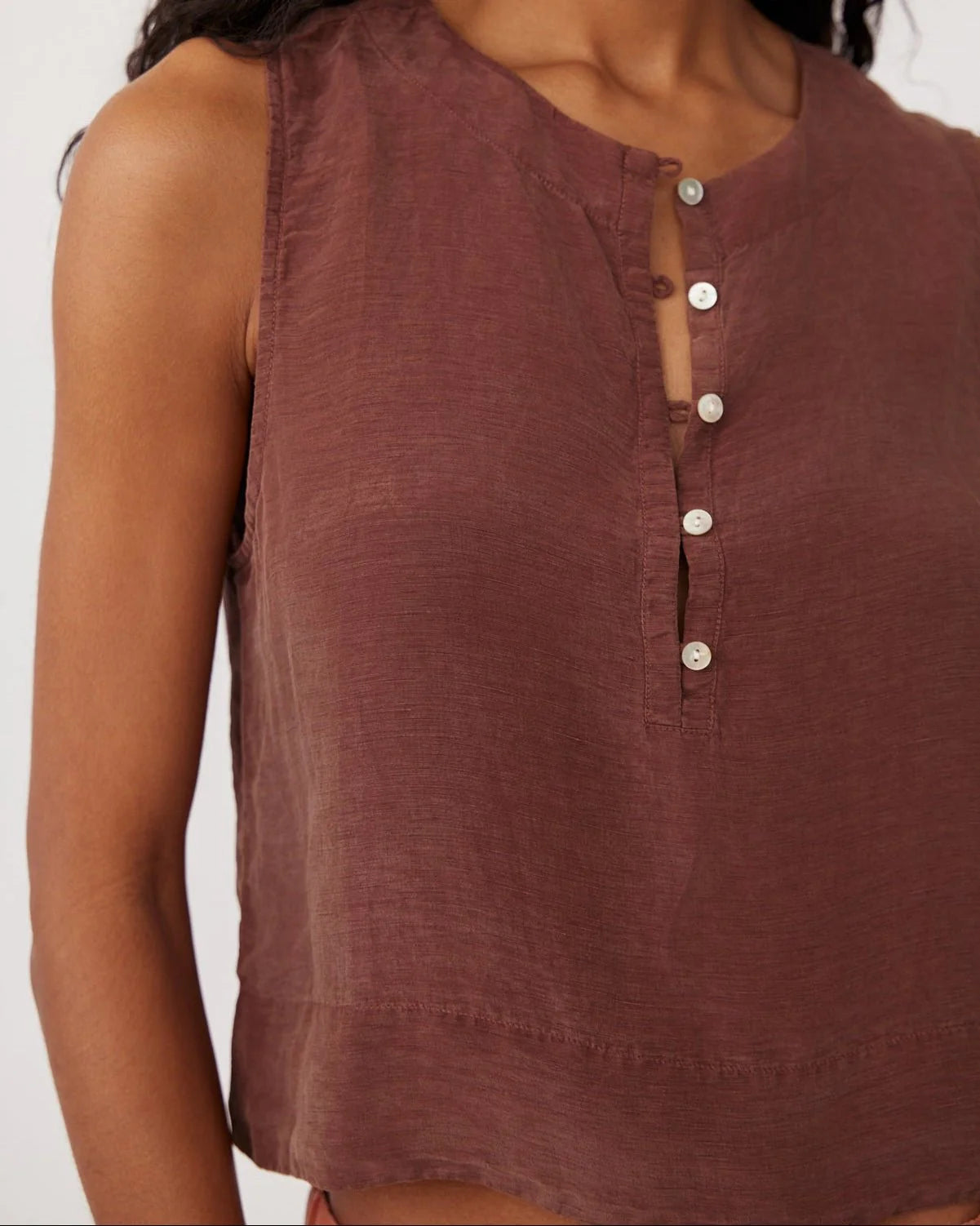 Sleeveless Half Placket Top