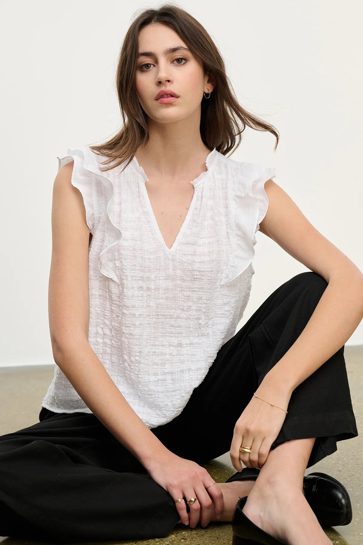 Eva Textured Cotton Gauze Top