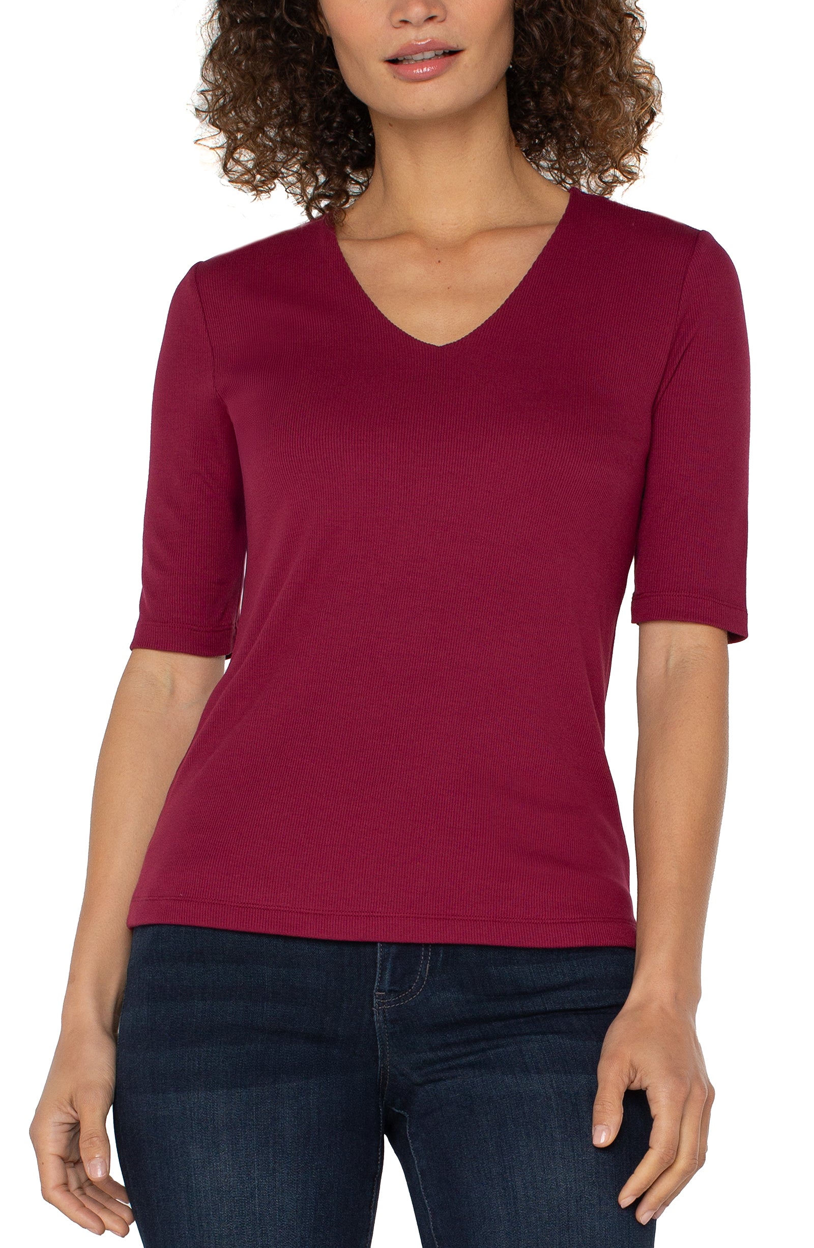 V-Neck Double Layer Front Knit Top