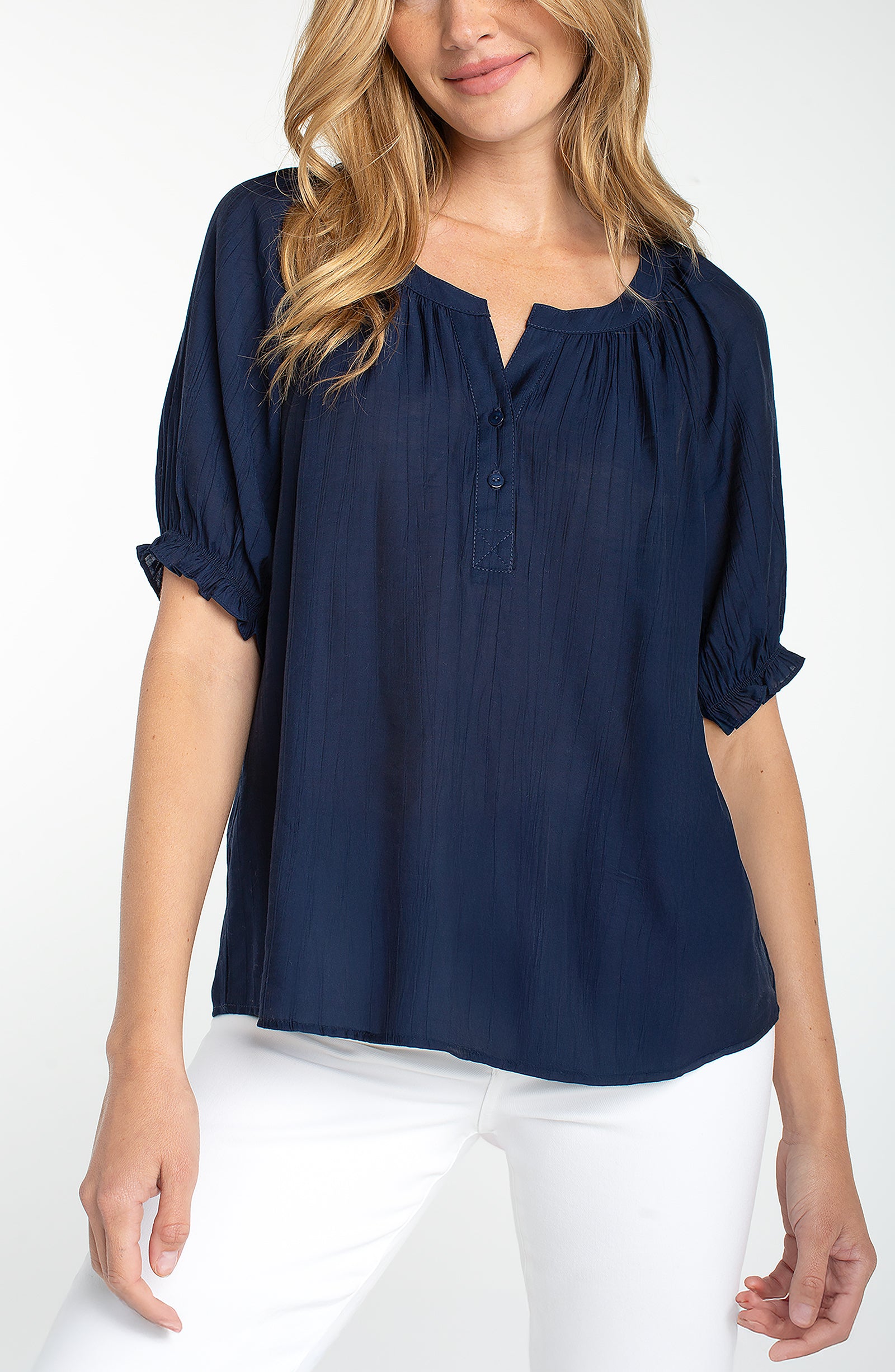 Short Sleeve Half Placket Blouse