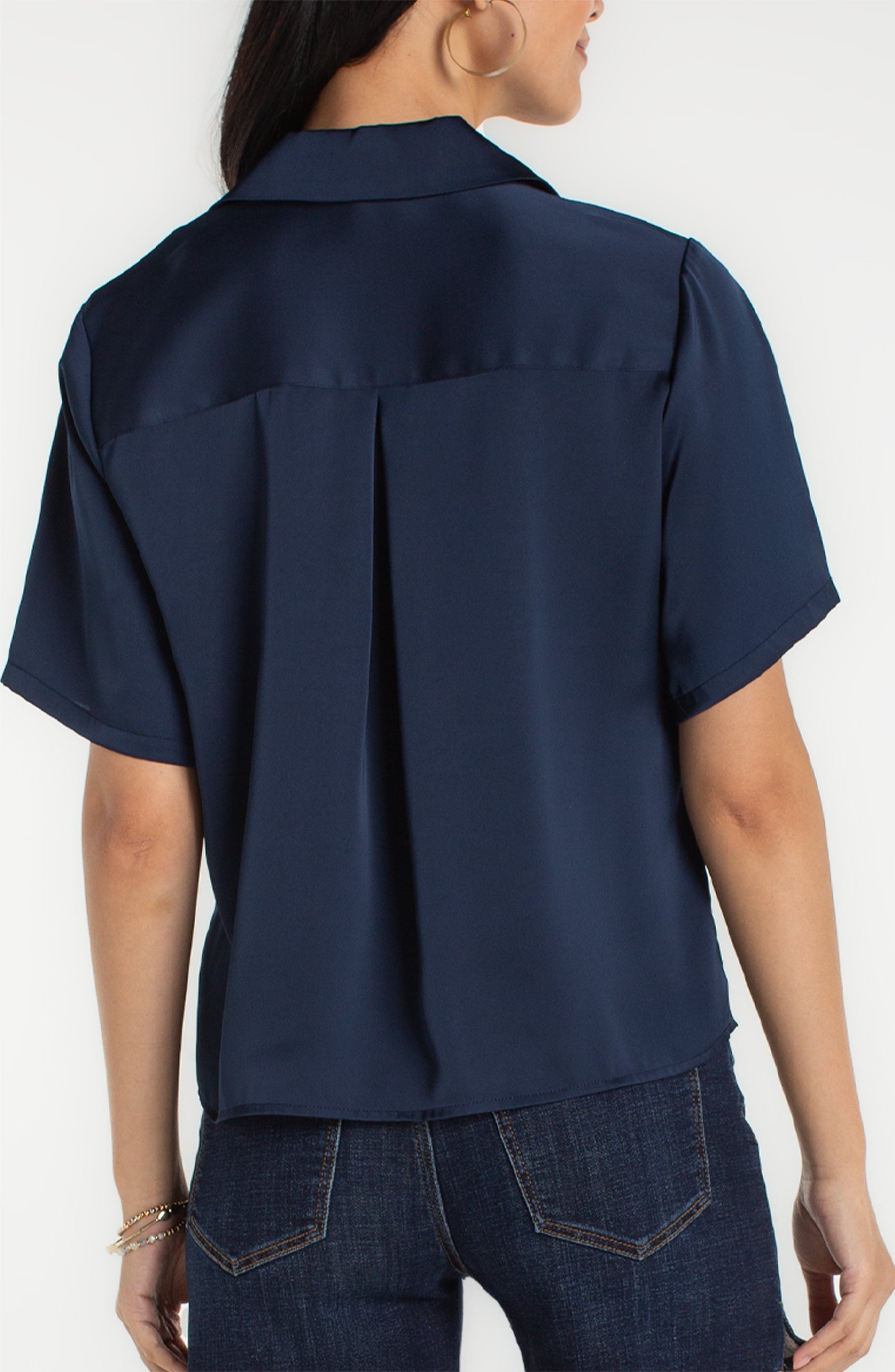 Short Sleeve Camp Collar Blouse