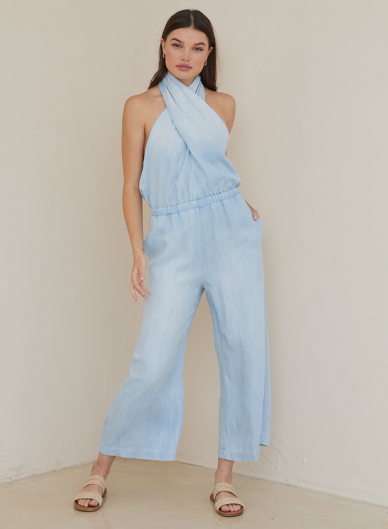 Jetsetter Wrap Neck Halter Jumpsuit