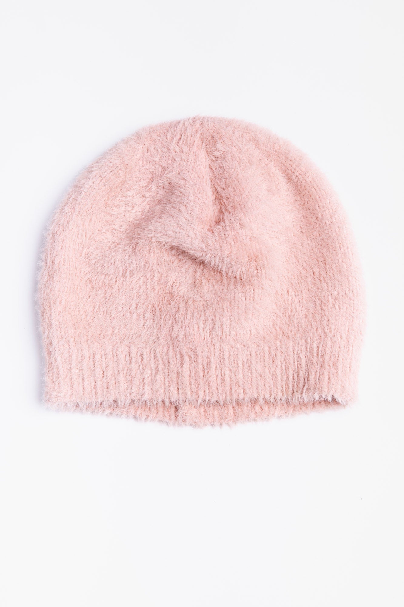 Feather Knit Beanie in Pink Clay