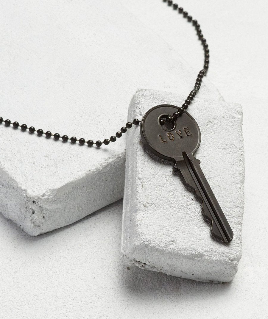 Matte Black Key Necklace