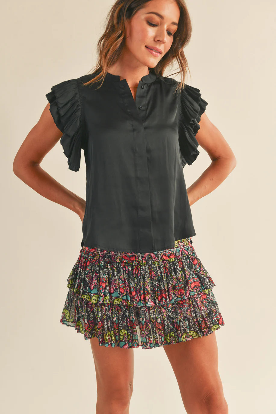 Button Up Ruffled Top