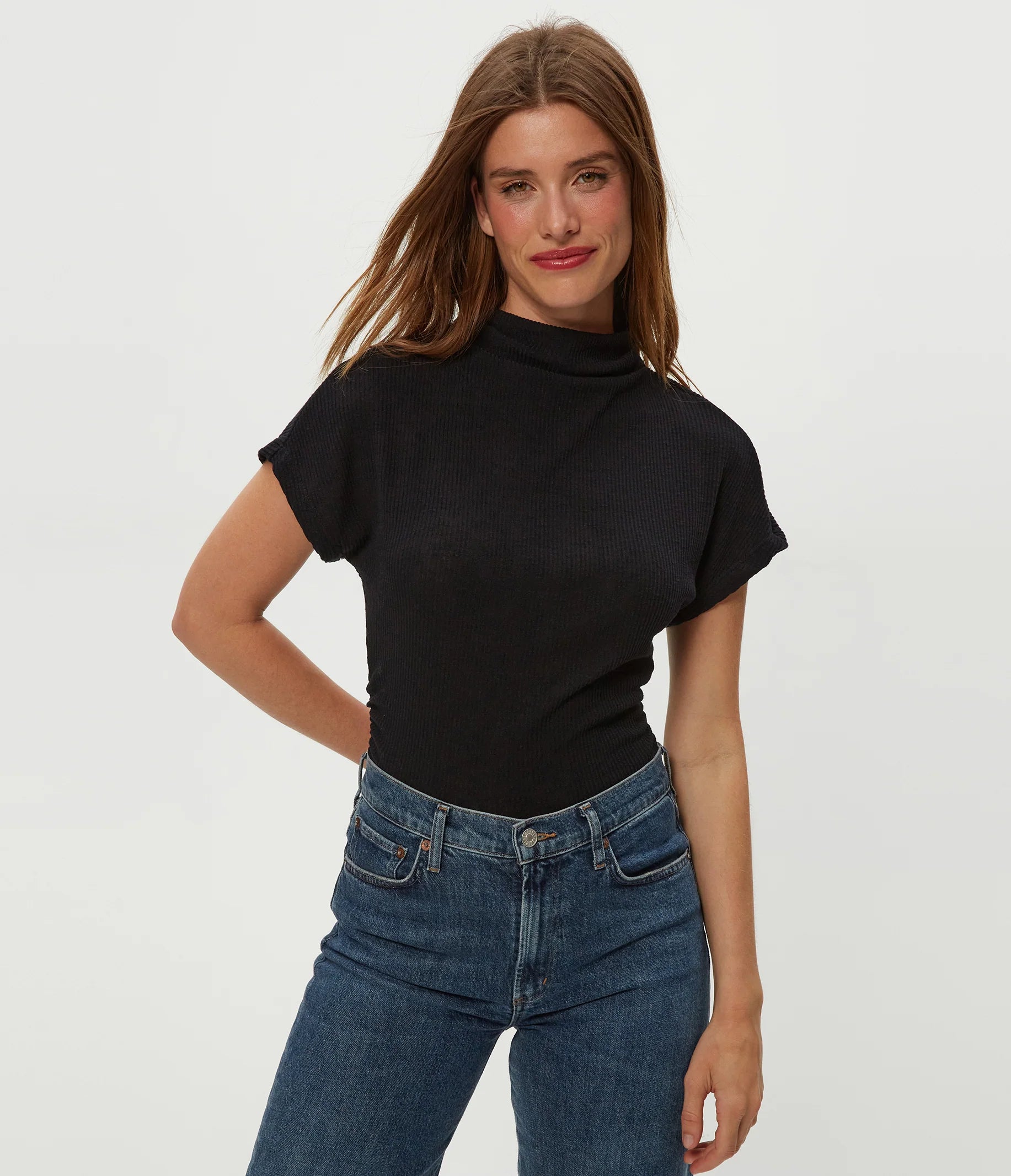 Lara Ribbed Mock Neck Top