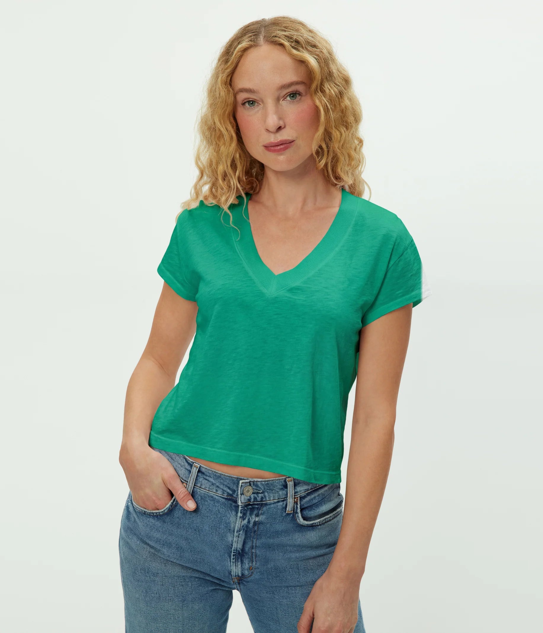 Harlan Cropped V-Neck Tee