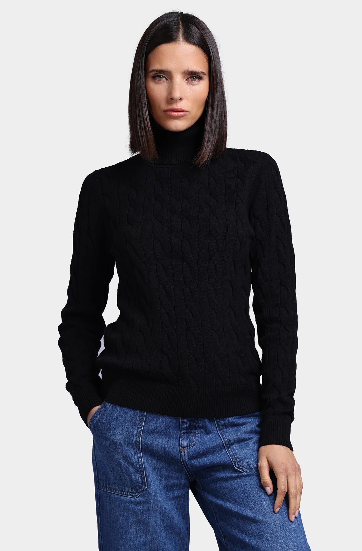 Cotton Cable Turtleneck