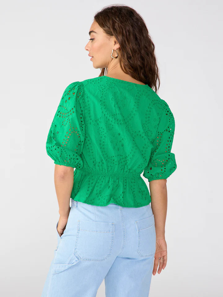 Eyelet Button Front Top