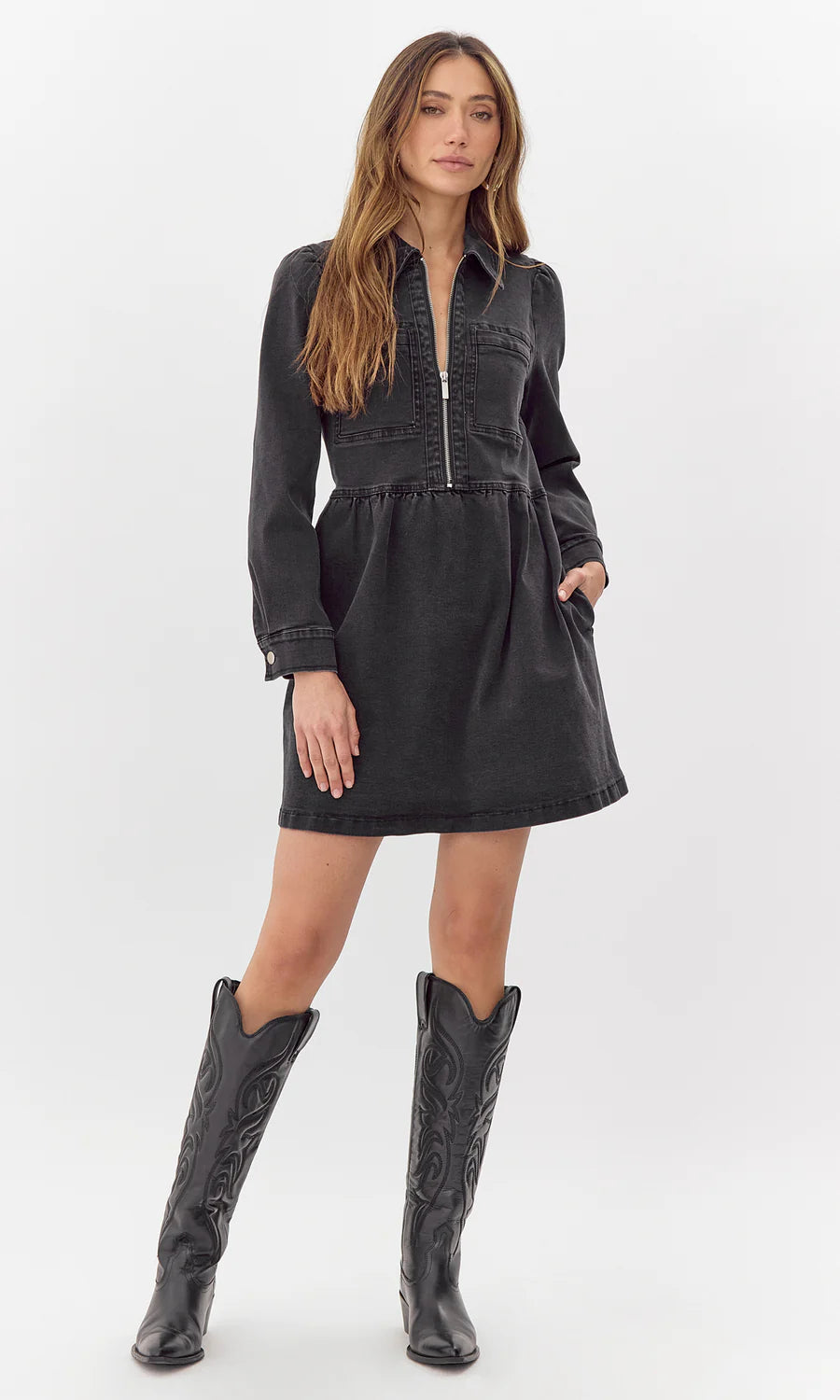 Lia Denim Zip Dress