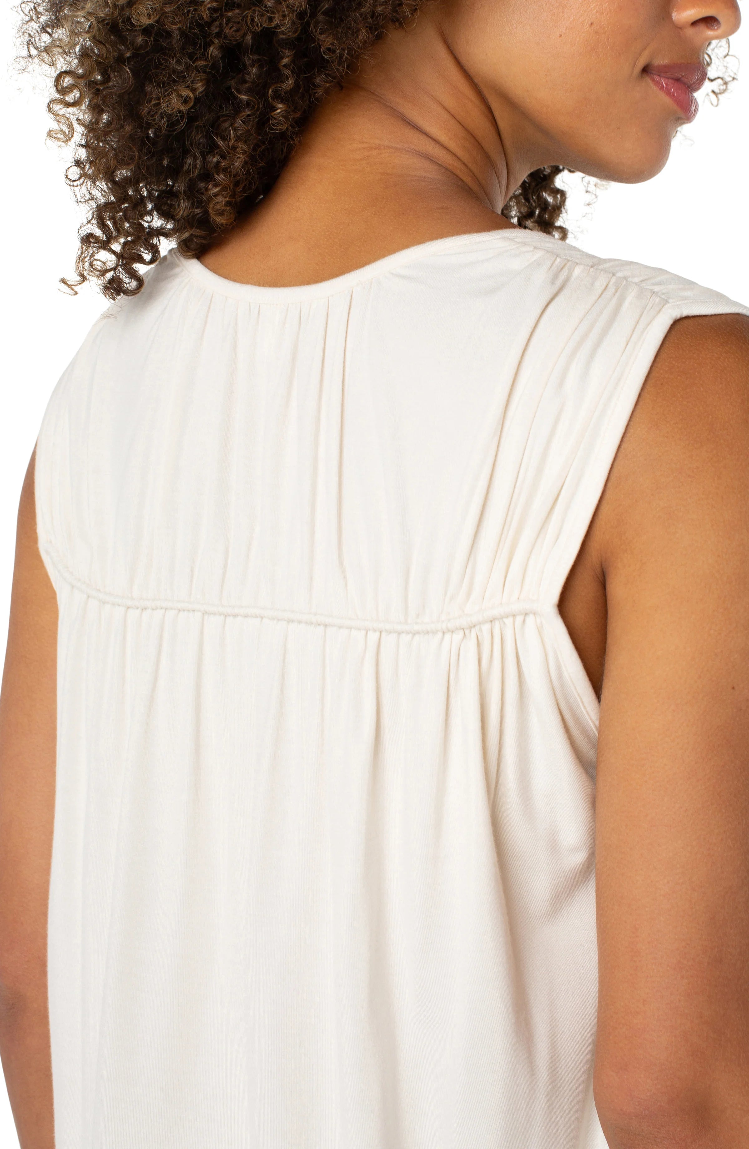 Sleeveless Shirred Detail Knit Top