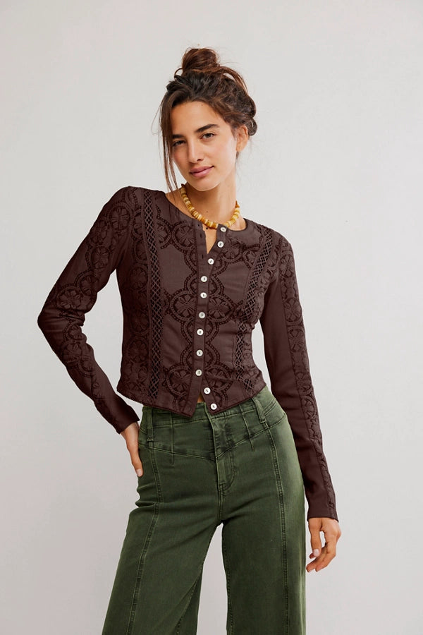 Jae Sheer Lace Knit Top