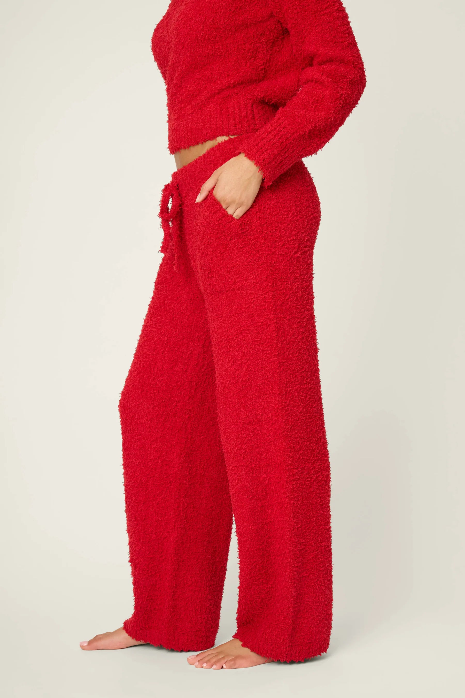 Bundle Up Boucle Red Open Leg Pants