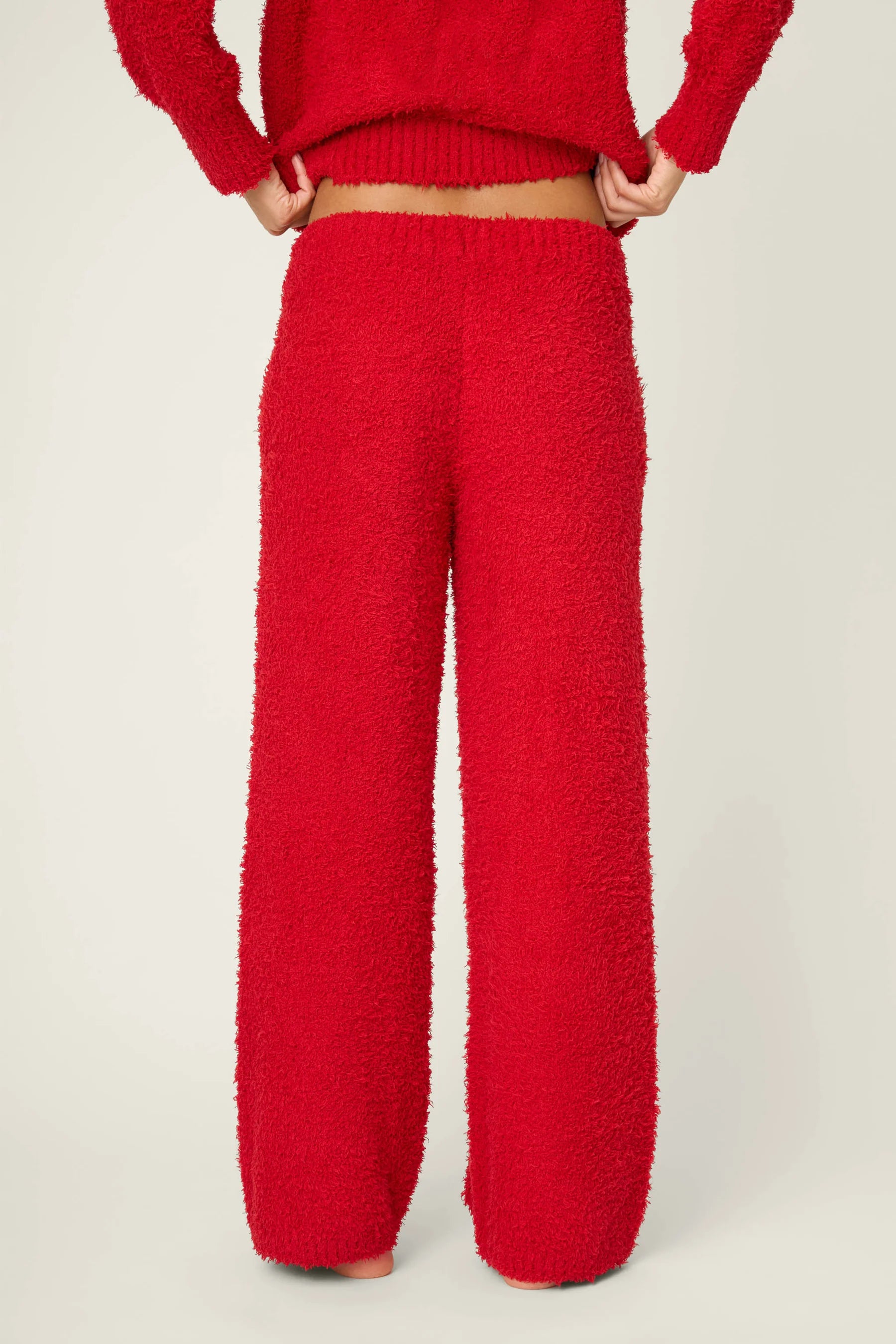 Bundle Up Boucle Red Open Leg Pants