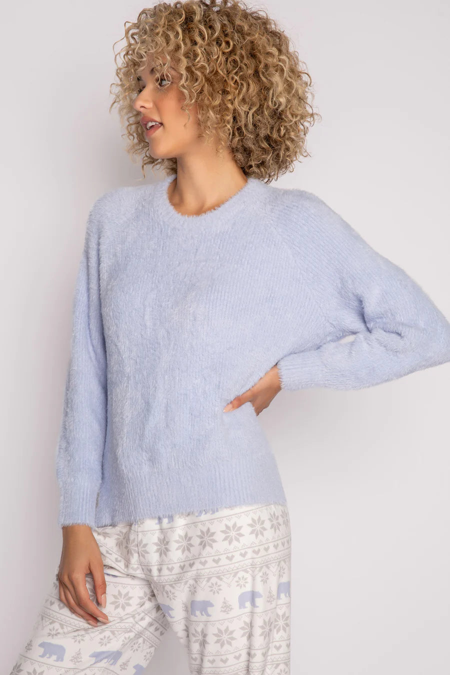 Feather Knit Long Sleeve Top