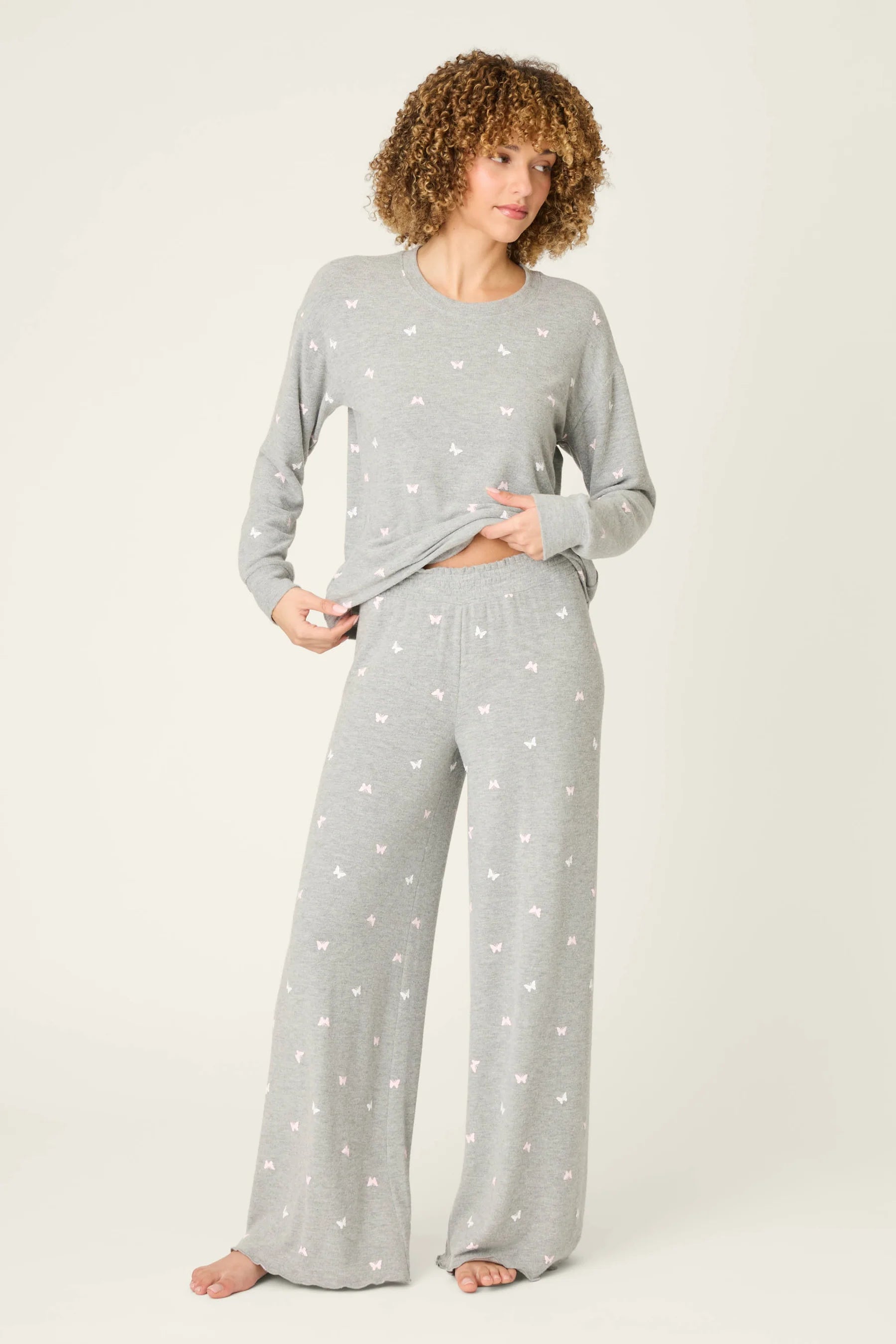 Peachy Mix & Match Butterfly Kisses Open Leg Lounge Pants