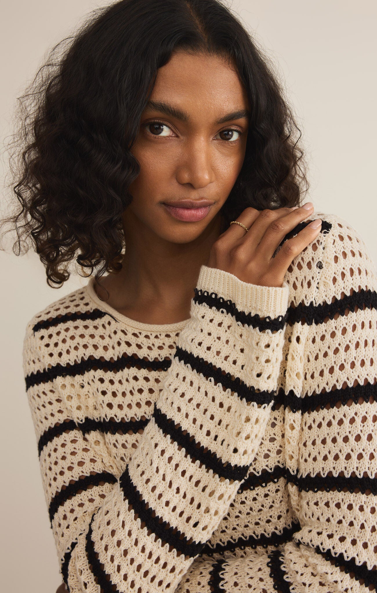 Kit Stripe Crochet Sweater