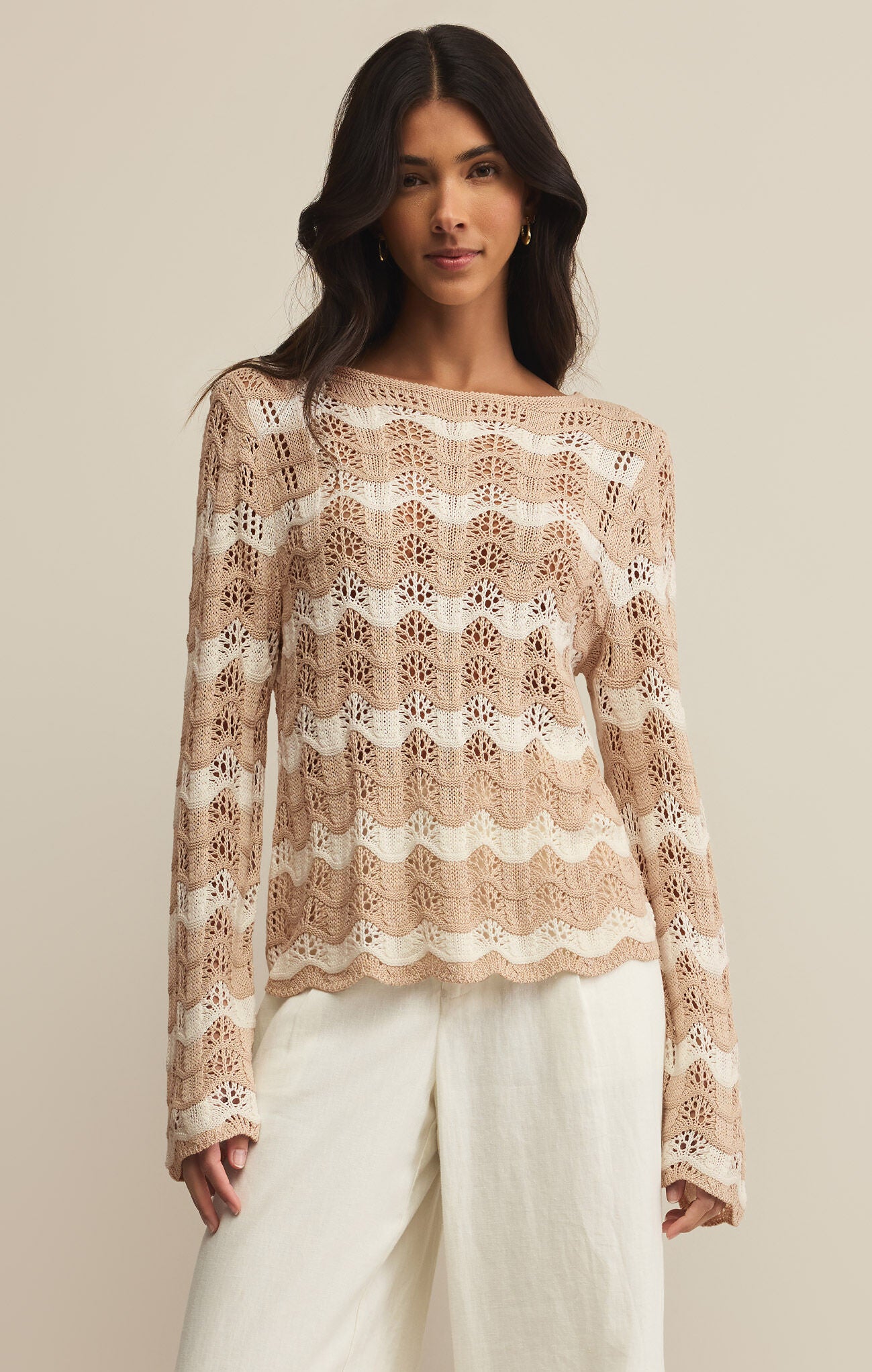 Azura Stripe Crochet Sweater