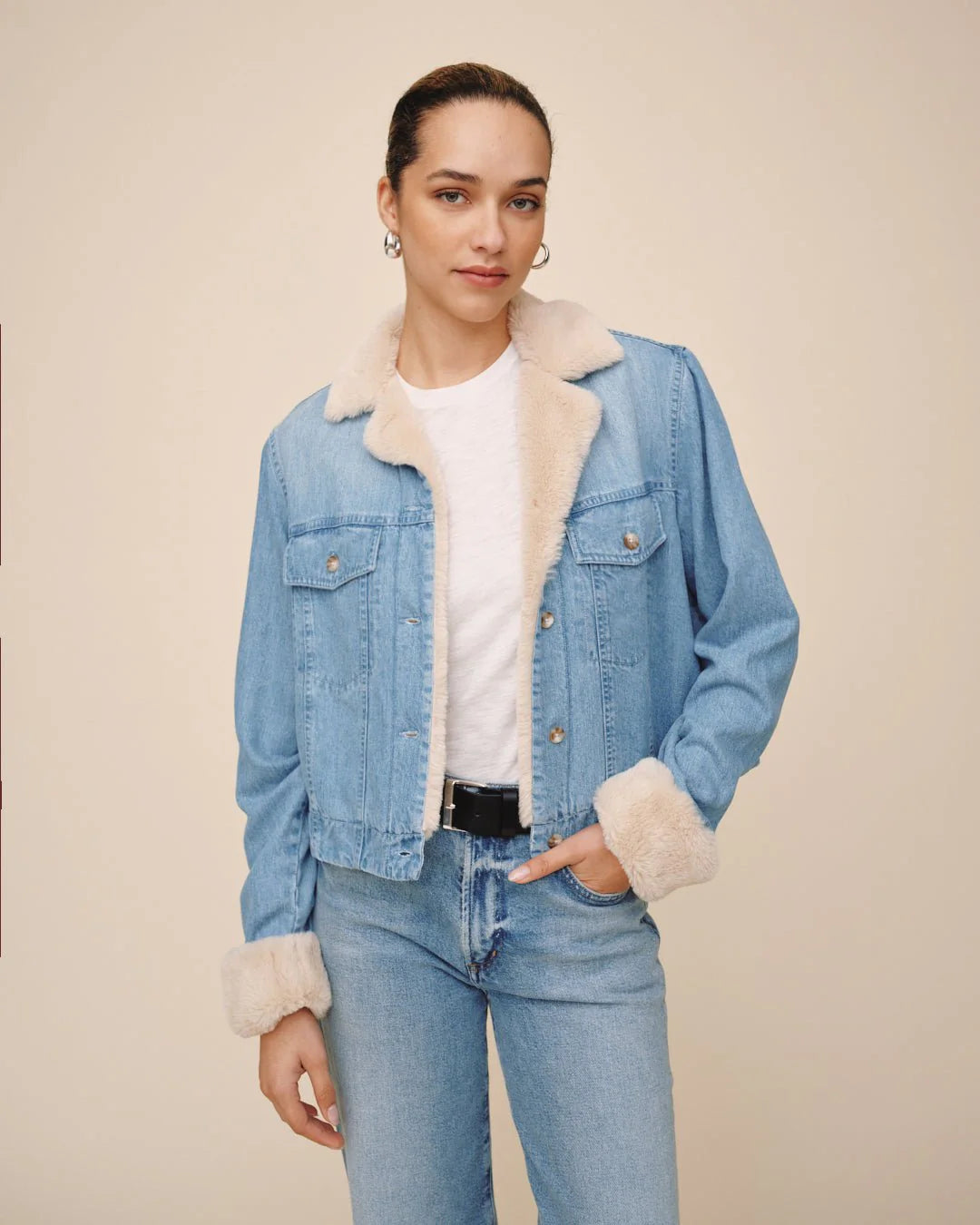 Fur Trimmed Denim Jacket