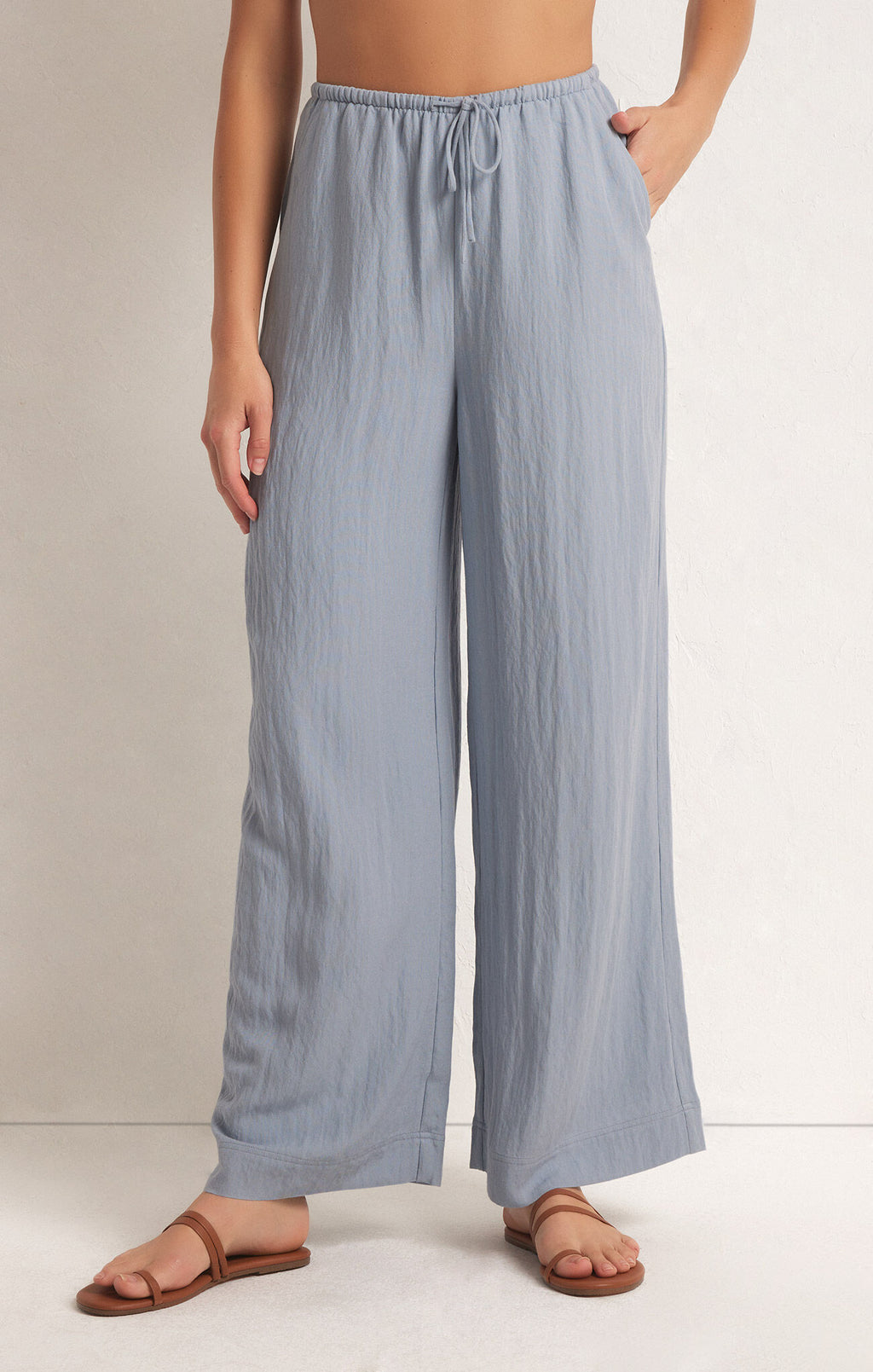 Grey Smocked Waist Flowy Pants– PinkBlush