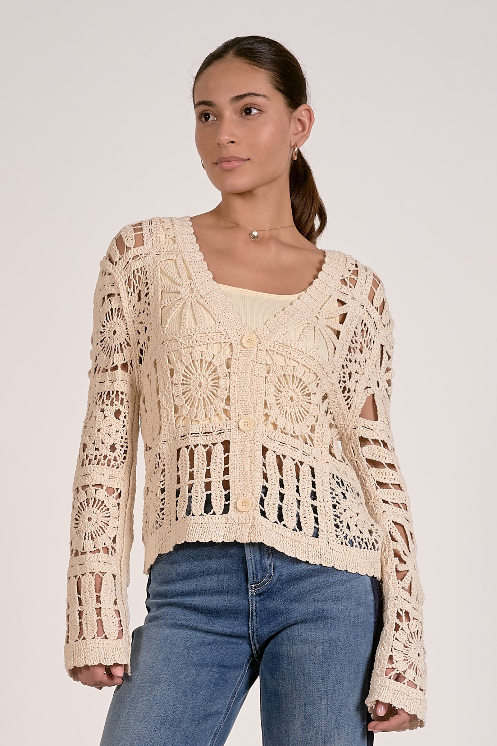 Cardi Open Knit Sweater