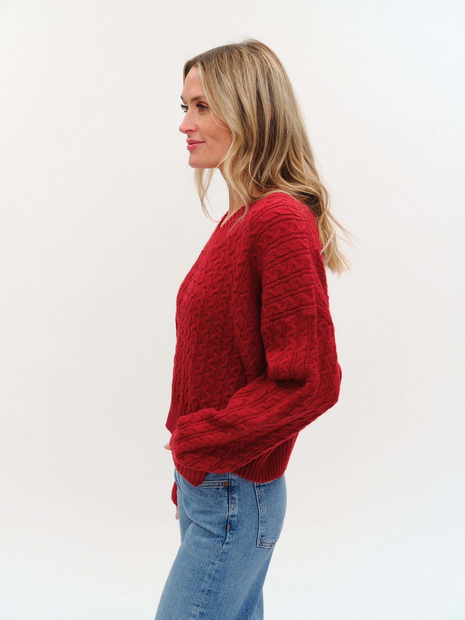 Camden V-Neck Cable Sweater