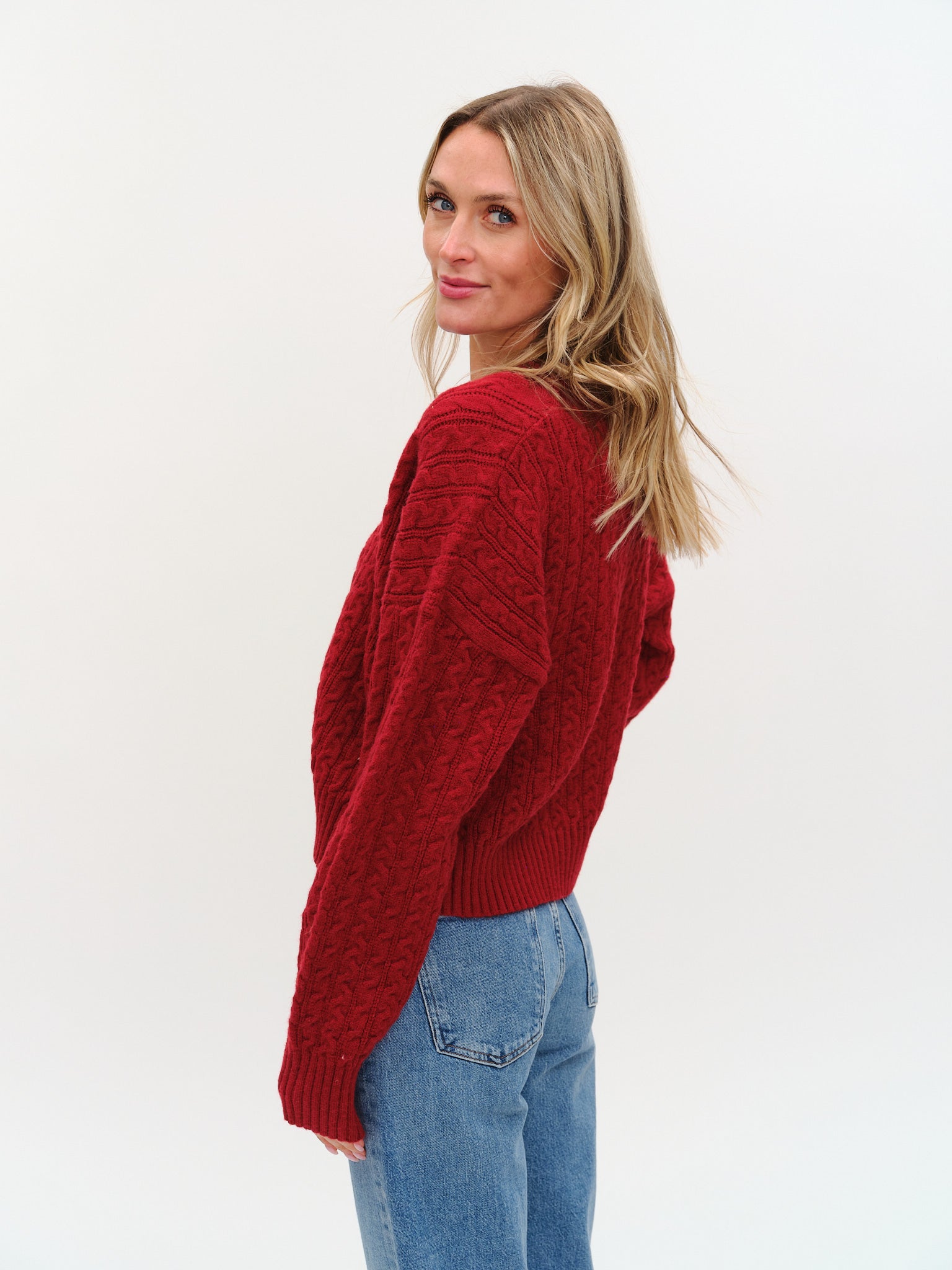 Camden V-Neck Cable Sweater