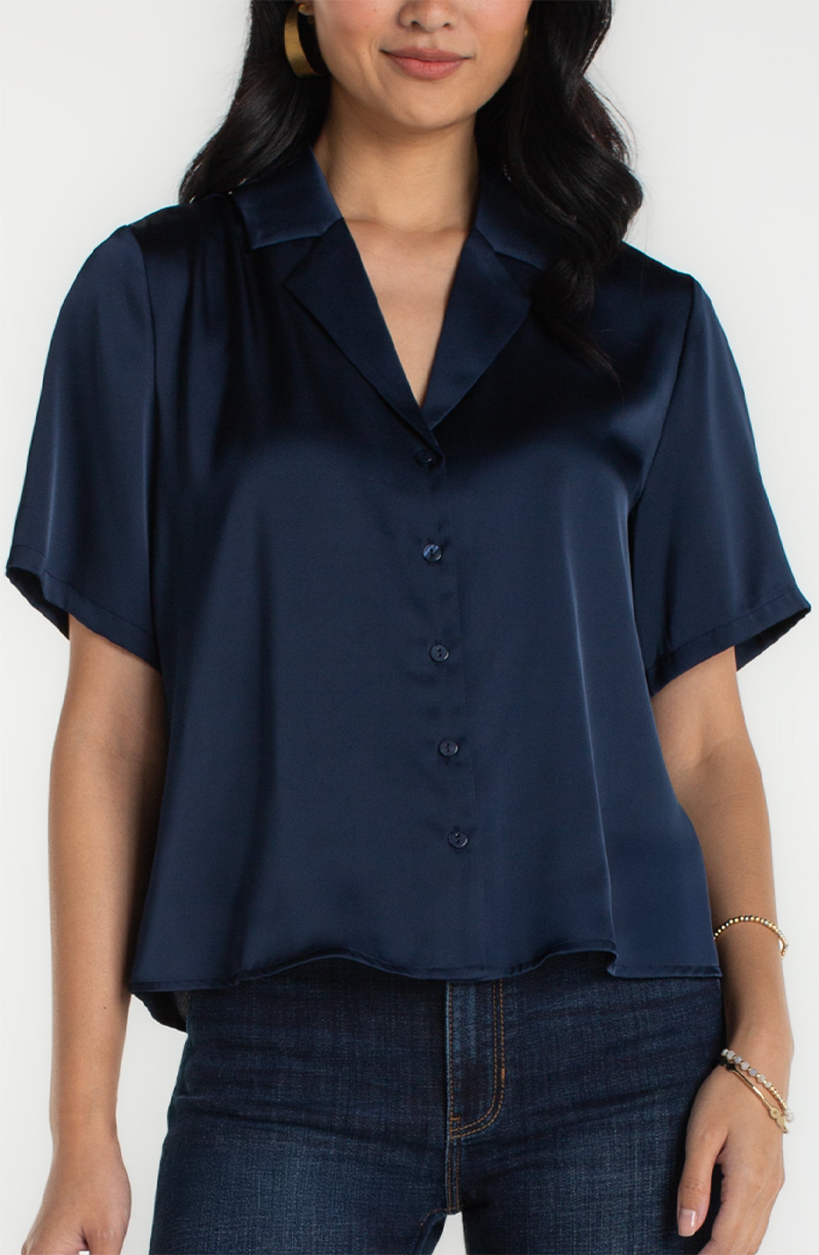Short Sleeve Camp Collar Blouse
