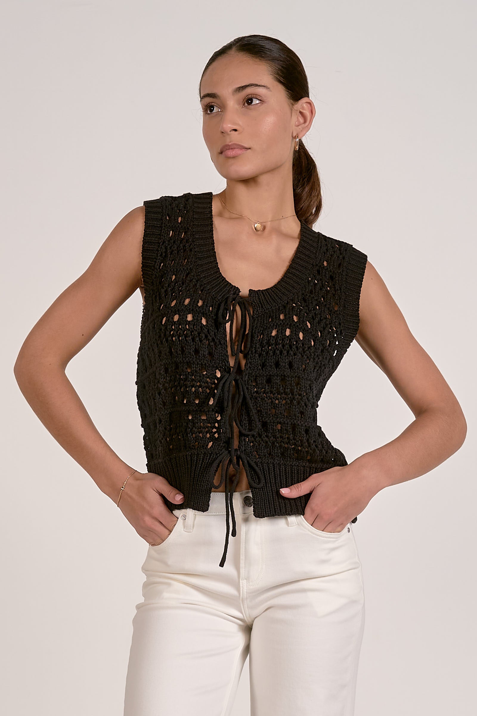 Tie Front Sweater Vest