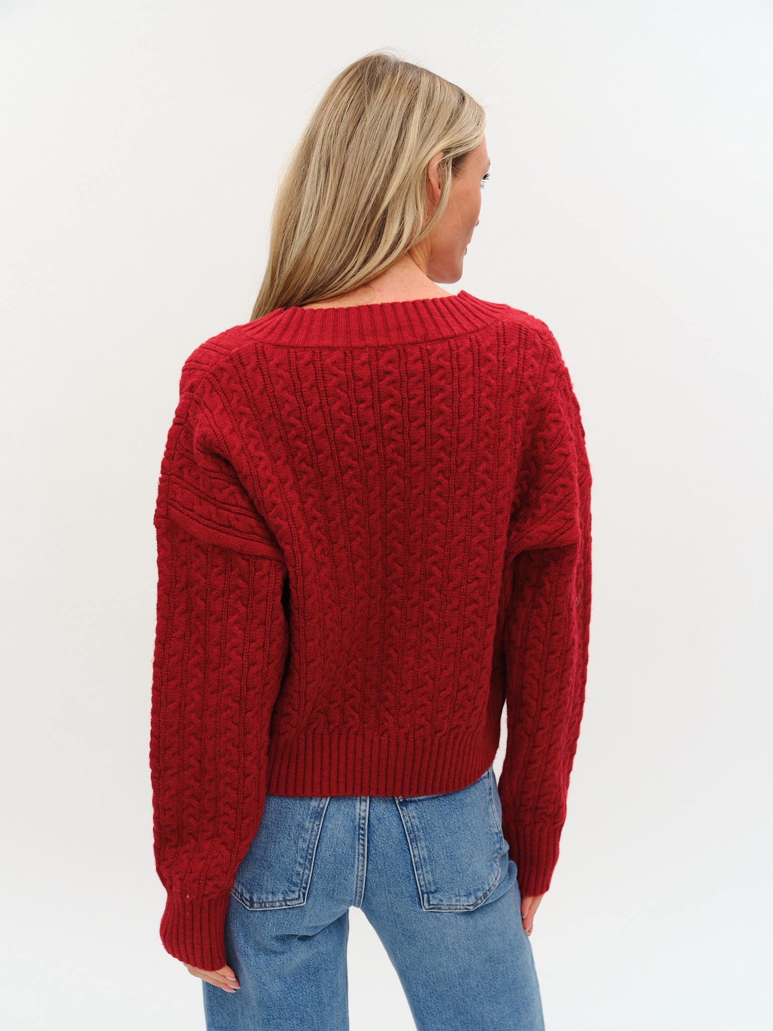 Camden V-Neck Cable Sweater