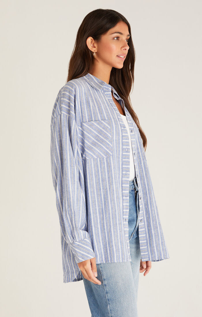 Natalia Striped Button Up Top